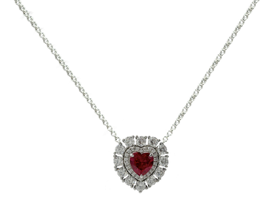 Ember Ruby Heart-Shaped Double Halo Pendant